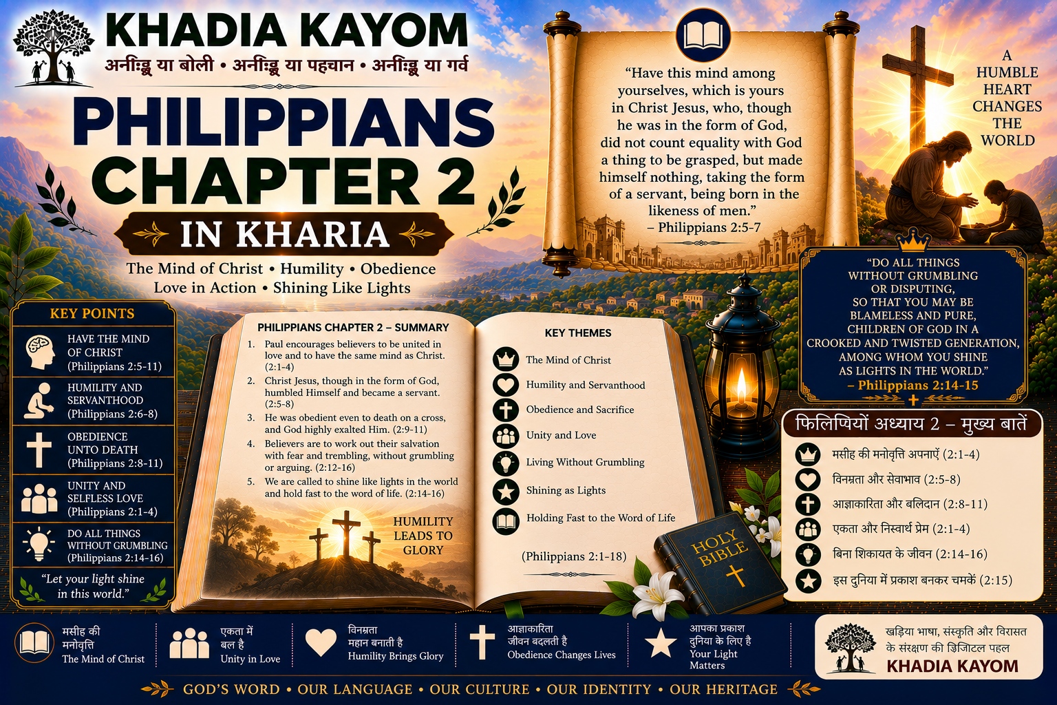 Philippians Chapter 2 in Kharia | फिलिप्पियों अध्याय 2 | Kharia Bible | Khadia Kayom