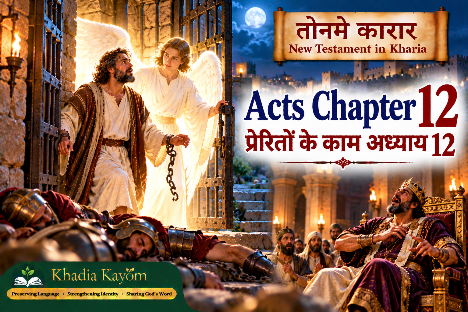 Acts Chapter 12 in Kharia &ndash; Peter&rsquo;s Miraculous Escape from Prison Through an Angel&rsquo;s Help