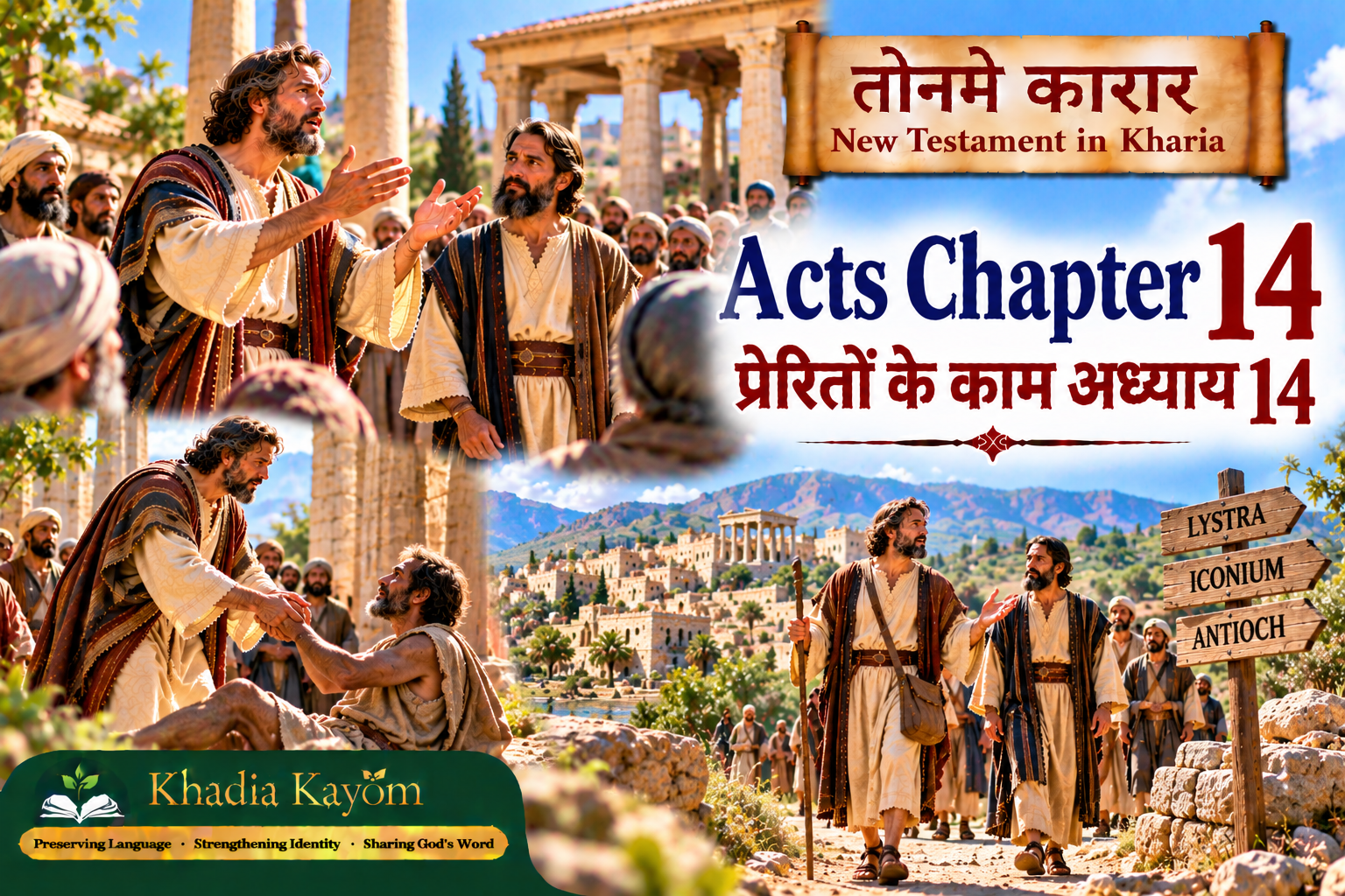 Acts Chapter 14 in Kharia &ndash; Paul and Barnabas Preach, Heal a Lame Man, and Continue Their Mission