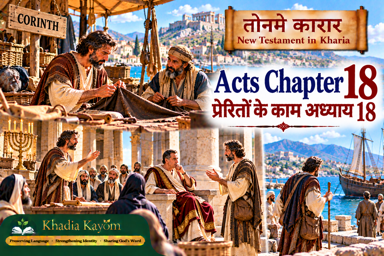 Acts Chapter 18 in Kharia &ndash; Paul Preaches in Corinth and Works with Aquila and Priscilla