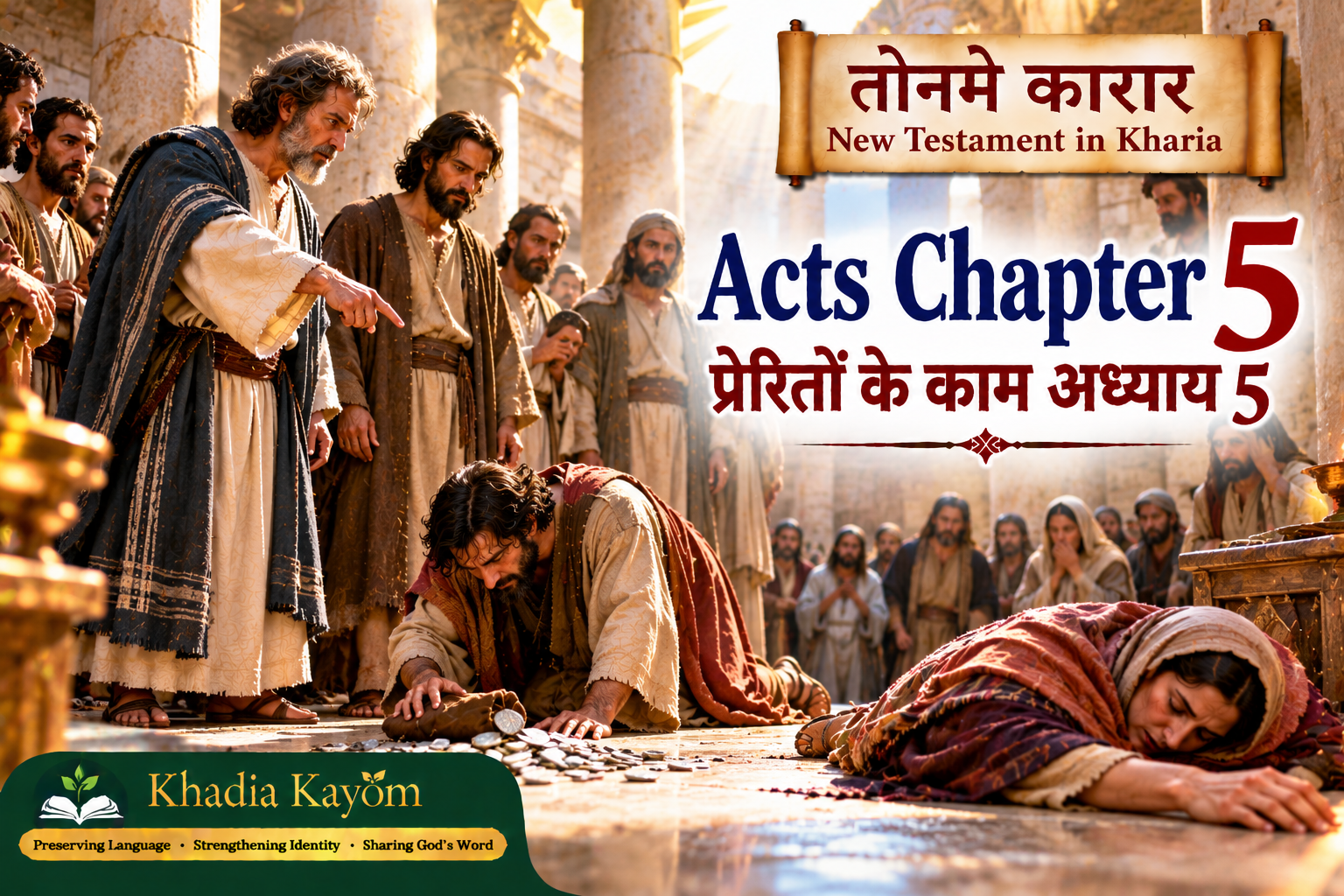 Acts Chapter 5 in Kharia &ndash; Ananias and Sapphira and the Apostles&rsquo; Ministry