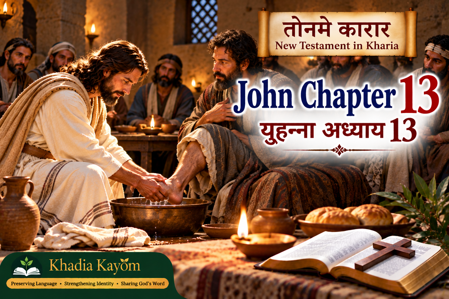 John Chapter 13 in Kharia &ndash; Jesus Washes His Disciples&rsquo; Feet