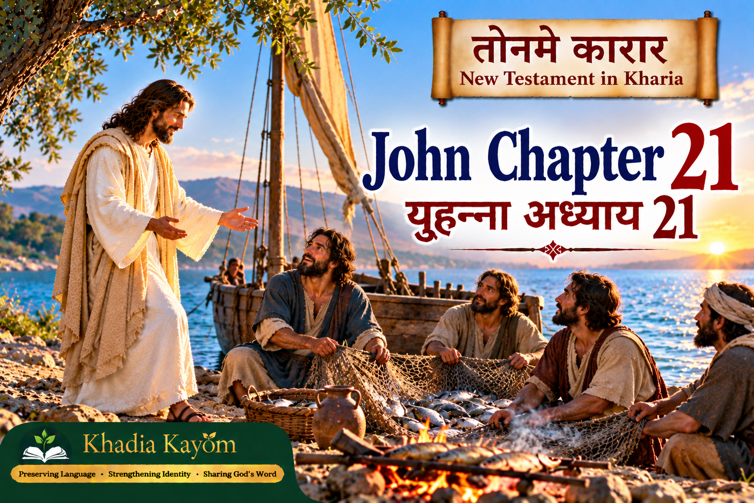 John Chapter 21 in Kharia &ndash; Risen Jesus Appears to His Disciples by the Sea of Galilee